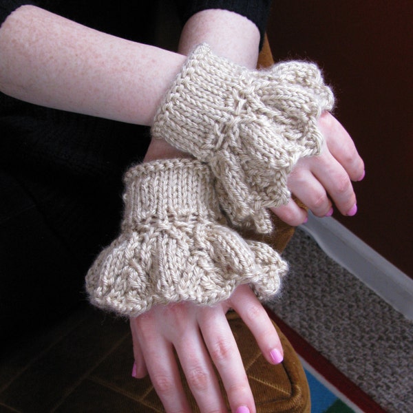 Buttoned Pointed Lace Cuffs knitting pattern--PDF