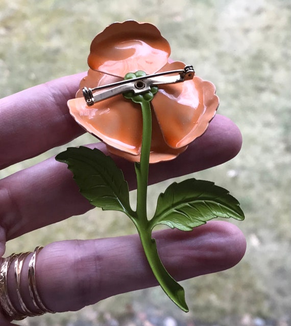 Vintage Larger Peach Rose Uniquely Dimensional Mi… - image 6