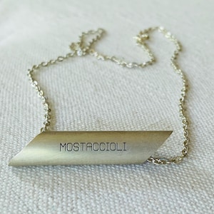 Collar vintage de plata de ley ACE con forma de tubo de pasta Mostaccioli de 18 pulgadas ¡Excelente!