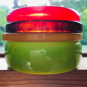 Vintage Summer Carved Stack Red Green Yellow & Tortoise Bakelite Tested Bangle Bracelet Set Lot
