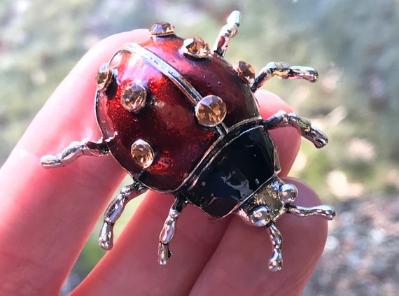 Sweet Vintage Mod Red Larger Lady Bug Insect Pin … - image 1