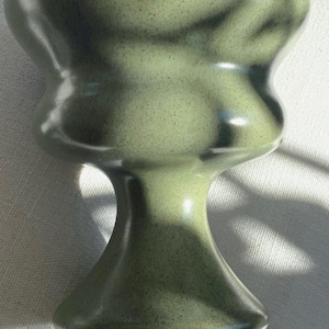 Very Mod! Vintage Haeger Olive Green Pottery Vase Dish Flower Pot Vessel Excellent!