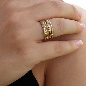 14K solid Gold Verlobungsring. Feiner Schmuck Einzigartiger Organischer Ring