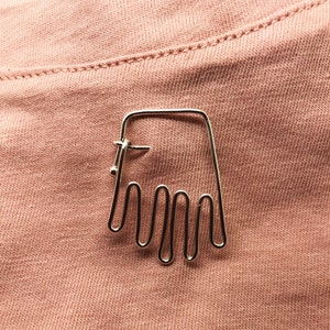 Organic Hamsa Brooch. Sterling Silver  Geometric Hamsa Brooch. Good luck Hamsa Pin