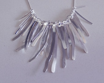 Fall Harvest Sterling Silver Organic Wheat Husk Long Neckpiece.   רביד שיבולים