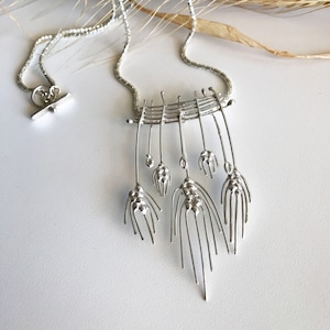 Sterling Silver Harvest Blessing Pendant Necklace. Talisman ‘Harvest blessing’ Neckpiece.‘ Corn Dolly’ Handmade Amulet Pendant