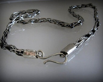 Ready to ship - Unisex Handmade Necklace. Fine Silver Full Persian Foxtail Chainmaille Necklace.