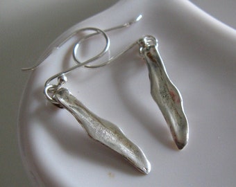 Organic Wheat Leaves Earrings. Sterling Silver Earrings