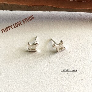 Animal Jewelry. Puppy Love Stud Earrings. Sterling Silver Dog Lover Stud Earrings.