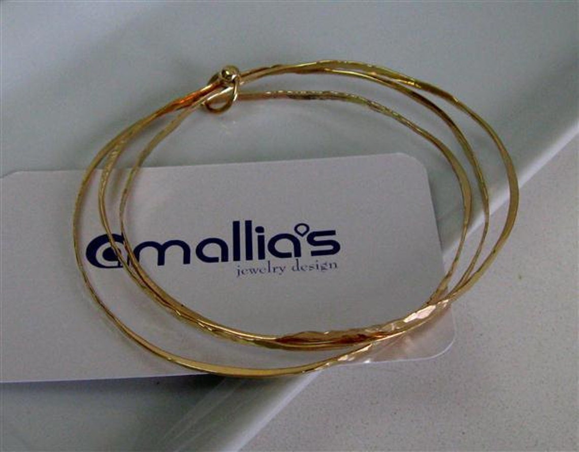 Fine Jewelry. 14K Goldfield Organic Stacked Bangles. Trio Etsy