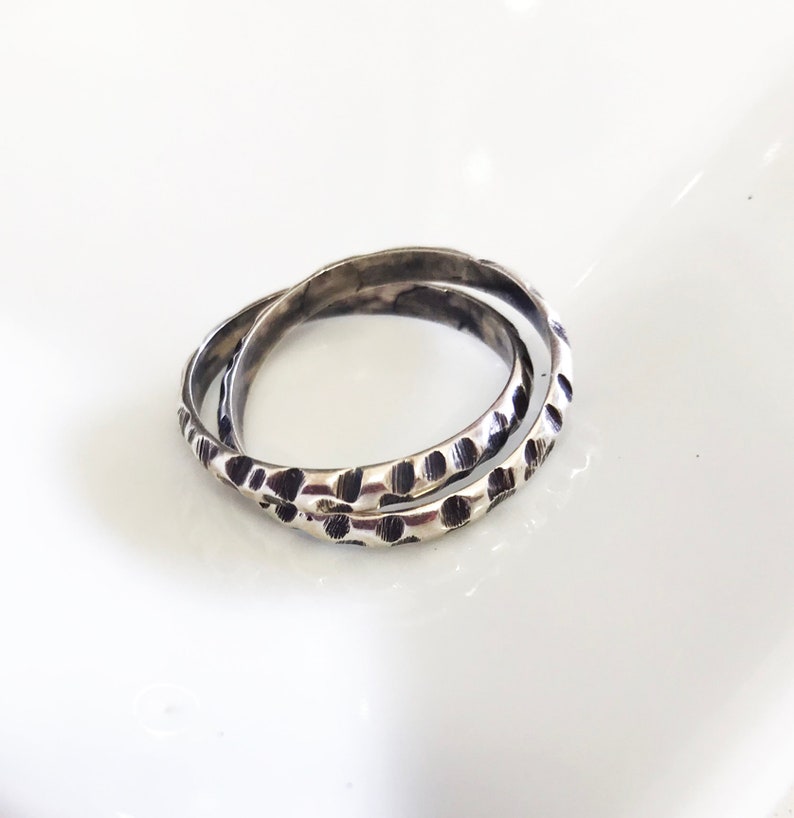 Unisex Infinity Ring. Two Interlocked Organic Ring. Sterling Silver Interlocked Ring image 6