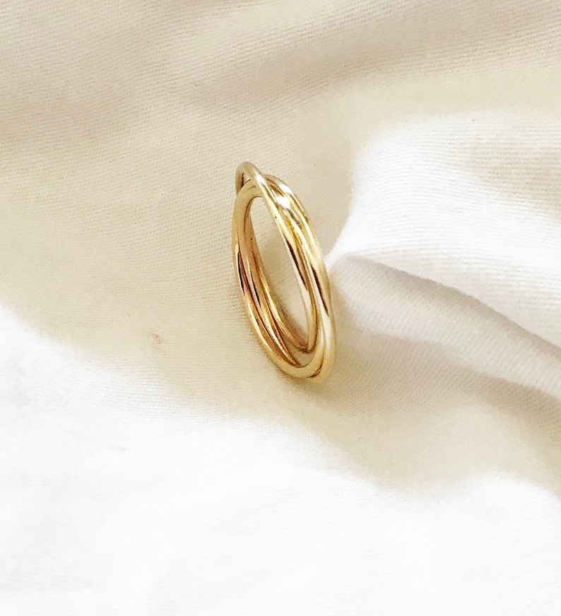 Thin Intertwined Rolling Ring. 9K Gold Trinity Engagement Ring Etsy