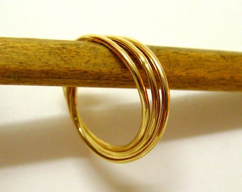 14K Gold Trinity Thin Rolling Wedding ring