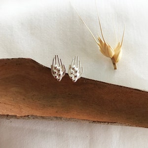 Wheat Charm Stud Earrings. Fine jewelry