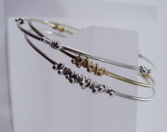 Dewdrop Stacking Bangles. Eco Friendly Trio Sterling Silver Bangles.