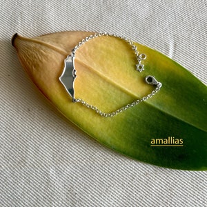 Israel Map Armband, Sterling Silber Heiliges Land Armband, Israel Heimatland Armband