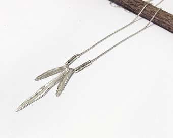 Sterling Silver Wheat Leaves Necklace. Fine Jewelry