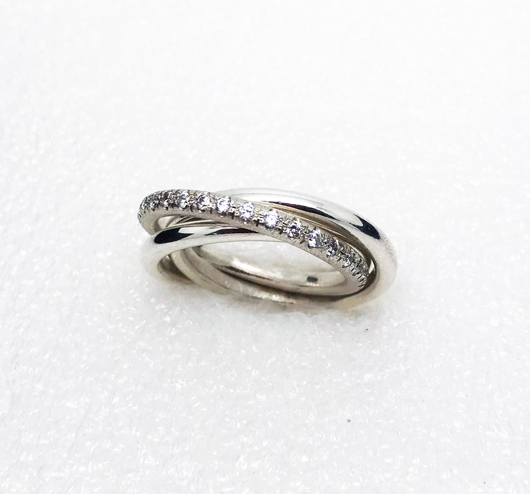 Russian Wedding Ring. 14K White Gold Engagement Rolling Ring. | Etsy