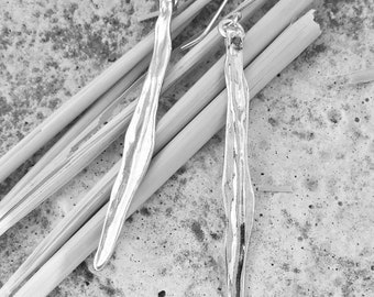 Sterling Silver Wheat Leaves Earrings. Eco friendly jewelry