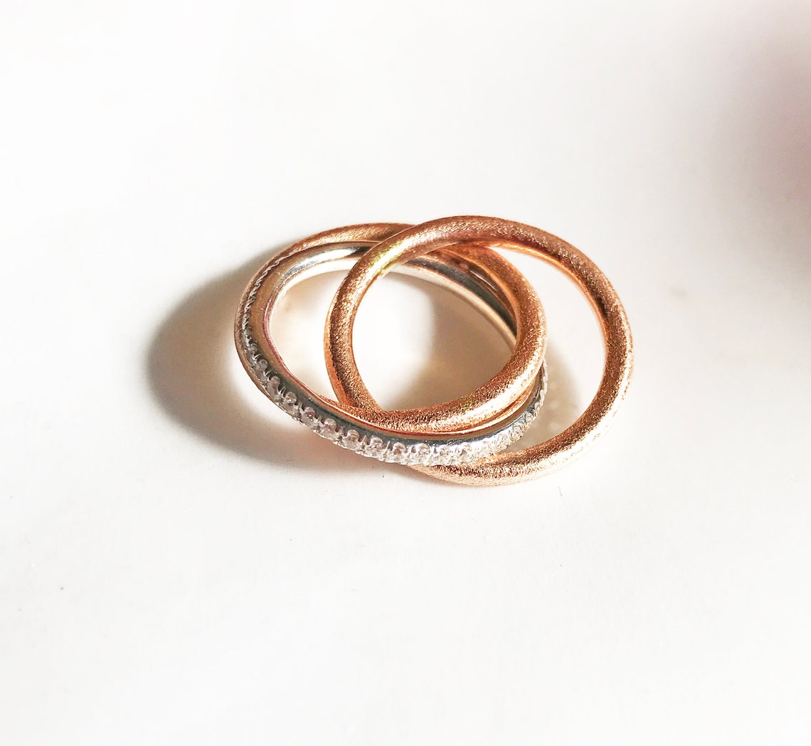 Russian Wedding Ring. 14K Solid Gold Trinity Ring With Etsy