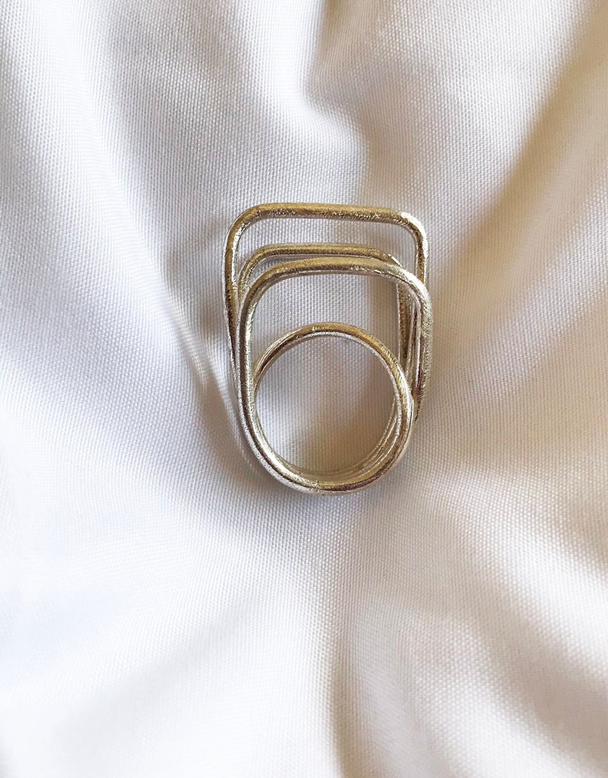 Geometric Square Shape Ring. Urban Sculptural Ring. Gift for - Etsy