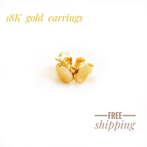 18k Solid Gold Unisex Stud Earrings. Eco friendly Stud Earrings. 18K Geometric Stud Earrings