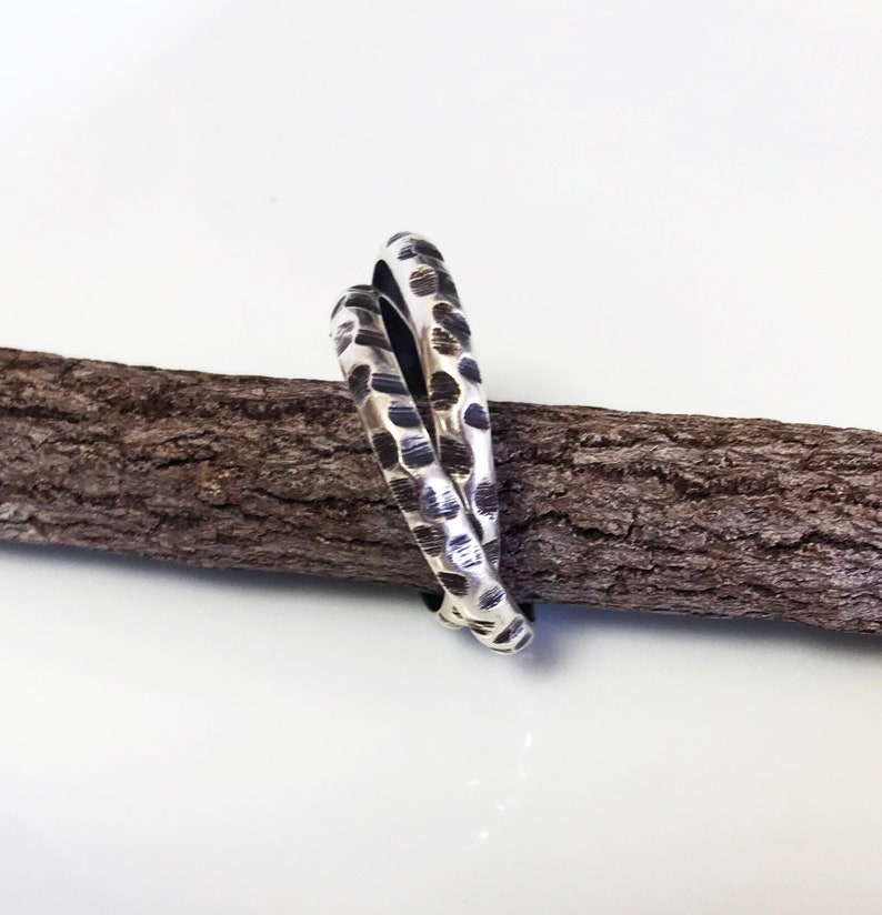 Unisex Infinity Ring. Two Interlocked Organic Ring. Sterling Silver Interlocked Ring image 1