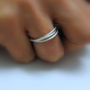 Fine Jewelry. Skinny rolling Ring. Sterling Silver Promise Trinity Ring. Triple Bands Ring