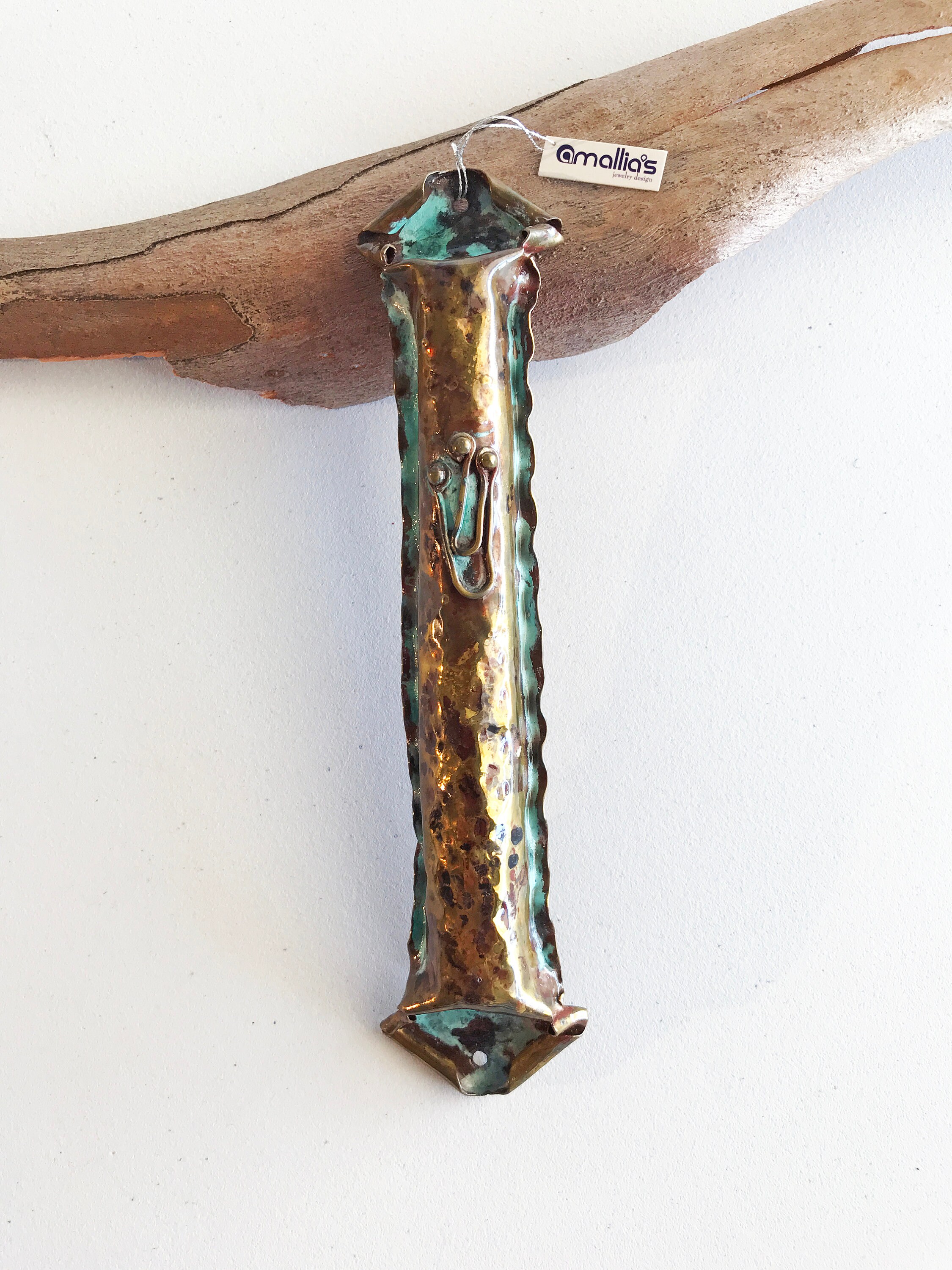 Mezuzah Case Holder. Israeli Artisan Handmade Judaica. Jewish Home