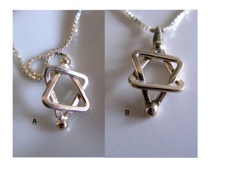 Star of David Sterling Silver Charm Pendant. Magen David Cameo Charm. מגן דוד מכסף image 3