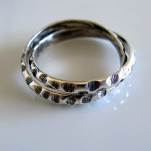 Unisex Infinity Ring. Two Interlocked Organic Ring. Sterling Silver Interlocked Ring image 8