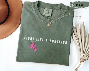 Breast Cancer Fighter Comfort Colors Shirt, Pink Boxing Gloves Gift