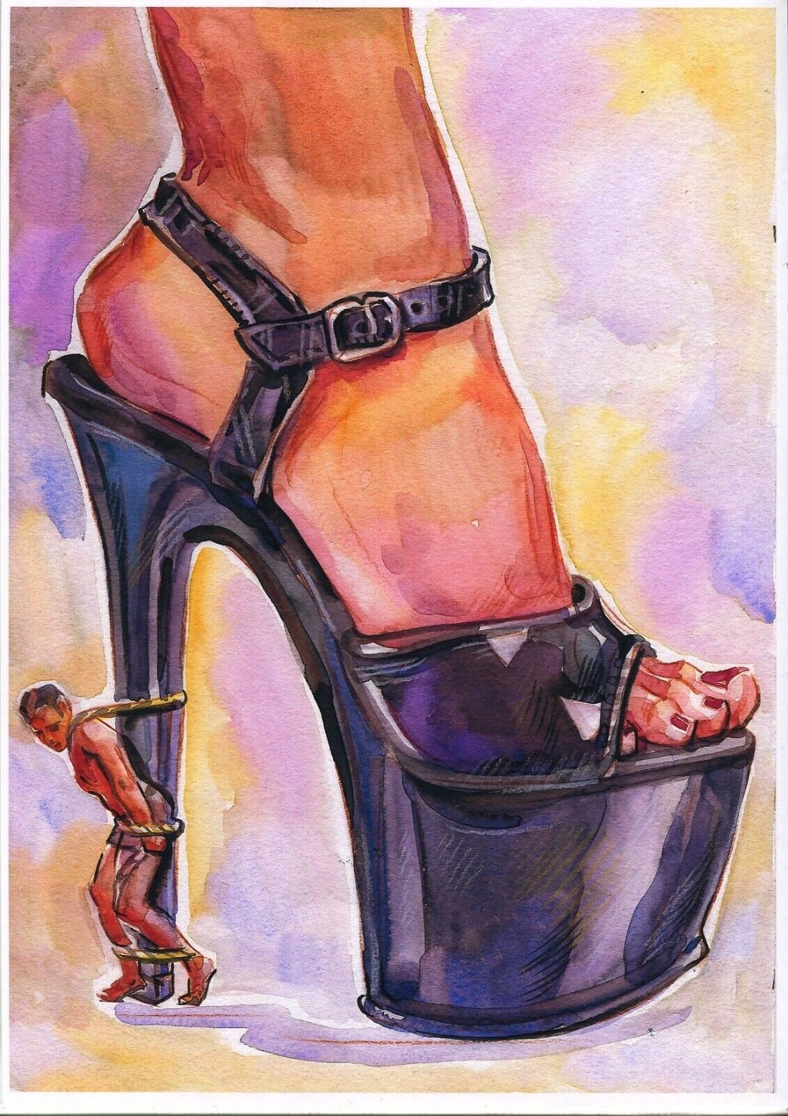 Erotic Nudity Prints From Original Drawings Painting BDSM Tied With 