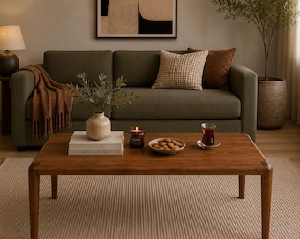 Modern Walnut Coffee Table, Handmade Solid Wood Furniture, Minimalist Living Room Decor, Rustic Accent Table, Contemporary Center Table