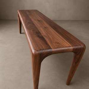 Solid Walnut  Bench | Handmade Rustic Entryway Dining Wood Seat