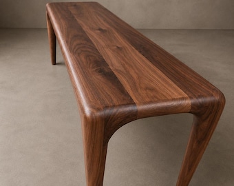 Solid Walnut  Bench | Handmade Rustic Entryway Dining Wood Seat