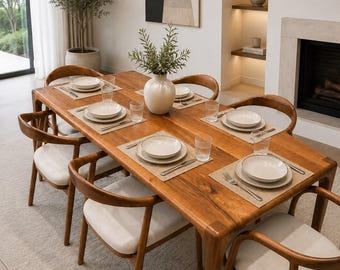 Solid Walnut Dining Table, Handmade Wooden Kitchen Table, Modern Farmhouse Furniture