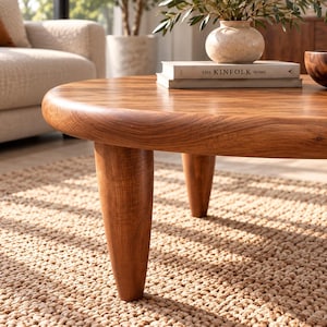 Solid Walnut Coffee Table | Handmade Round Wood Table | Modern Organic Design | Living Room Coffee Table | Lounge Table