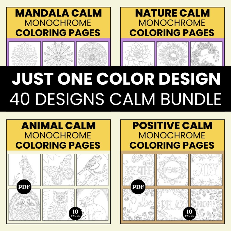 Printable Calm Coloring Pages – Digital Download Unicorn Animal ...