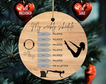 Ornement en céramique Pilates et tarte | Cadeau amusant pour la salle de sport