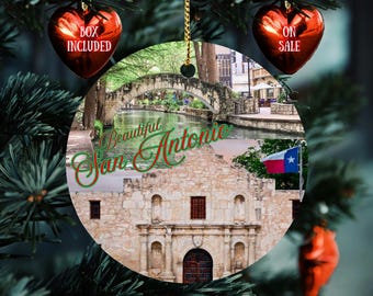 Décoration souvenir San Antonio 2025 | L'Alamo et le Riverwalk | Souvenir de voyage au Texas | Décoration de ville personnalisée