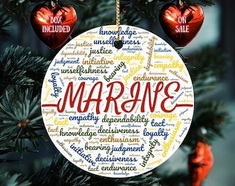 ornement de traits de leadership du Corps des Marines des États-Unis | Nuage de mots militaire