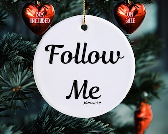 Matthieu 9:9 ornement « Suivez-moi » | Décoration chrétienne en céramique | Verset biblique en cadeau