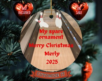 Ornement melon personnalisé | Cadeau bowling amusant, céramique fabriquée aux États-Unis