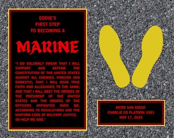 Tableau photo personnalisé USMC, cadeau de remise des diplômes du Corps des Marines, empreintes jaunes USMC