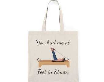 Sac fourre-tout en toile de coton pour les amateurs de Pilates, modèle « Pieds avec bretelles »