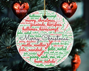 Décoration de Noël multilingue | Décoration de fête des langues du monde