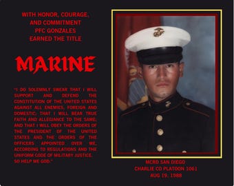 Tableau photo USMC personnalisé, cadeau de remise des diplômes du Corps des Marines