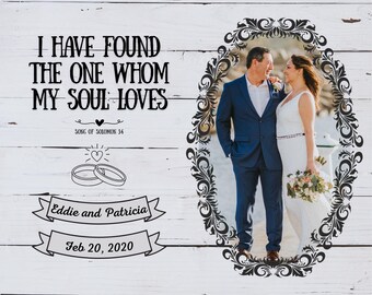 Tableau photo de mariage personnalisé en imitation bois, souvenir d'anniversaire