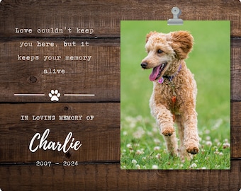 Tableau photo personnalisé à la mémoire d'un animal de compagnie, cadeau de sympathie personnalisé